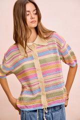 Coastal Candy Stripe Knit Top