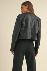 Cropped Faux Leather Jacket
