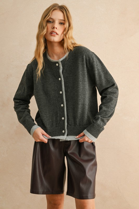 Contrast Trim Cardigan