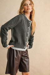 Contrast Trim Cardigan