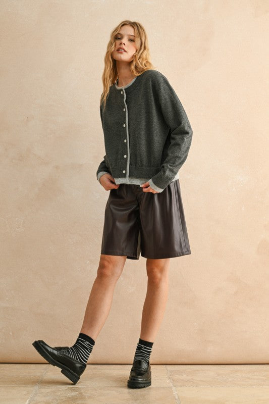 Contrast Trim Cardigan