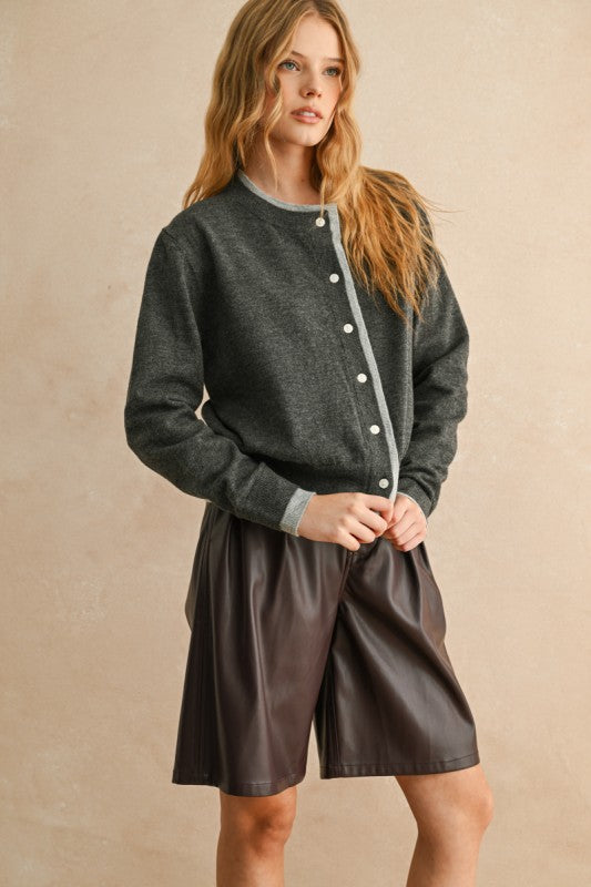 Contrast Trim Cardigan