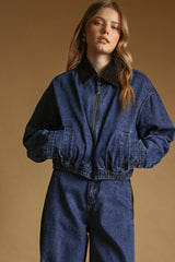 Color Contrasted Denim Jacket