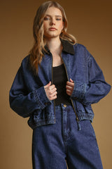 Color Contrasted Denim Jacket
