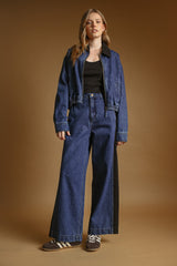 Color Contrasted Denim Jacket