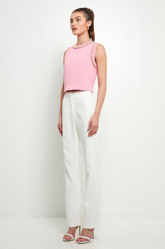 Trim Detail Tank Top (Blue, Pink)