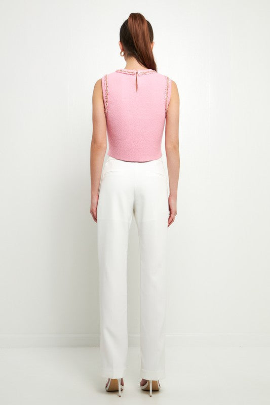 Trim Detail Tank Top (Blue, Pink)