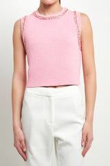 Trim Detail Tank Top (Blue, Pink)