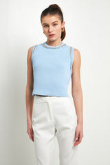 Trim Detail Tank Top (Blue, Pink)