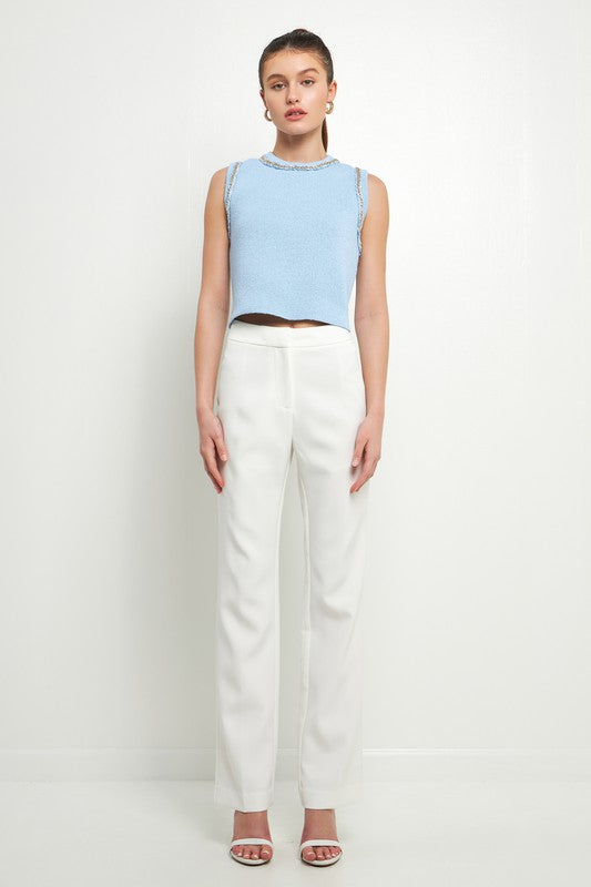 Trim Detail Tank Top (Blue, Pink)