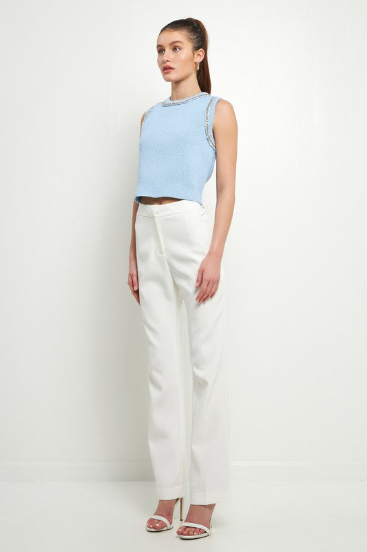 Trim Detail Tank Top (Blue, Pink)