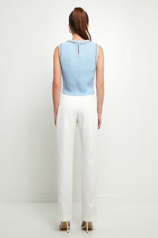 Trim Detail Tank Top (Blue, Pink)
