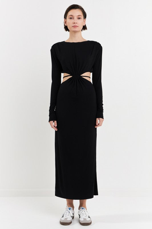 Crossed Open Back Long Jersey Dress