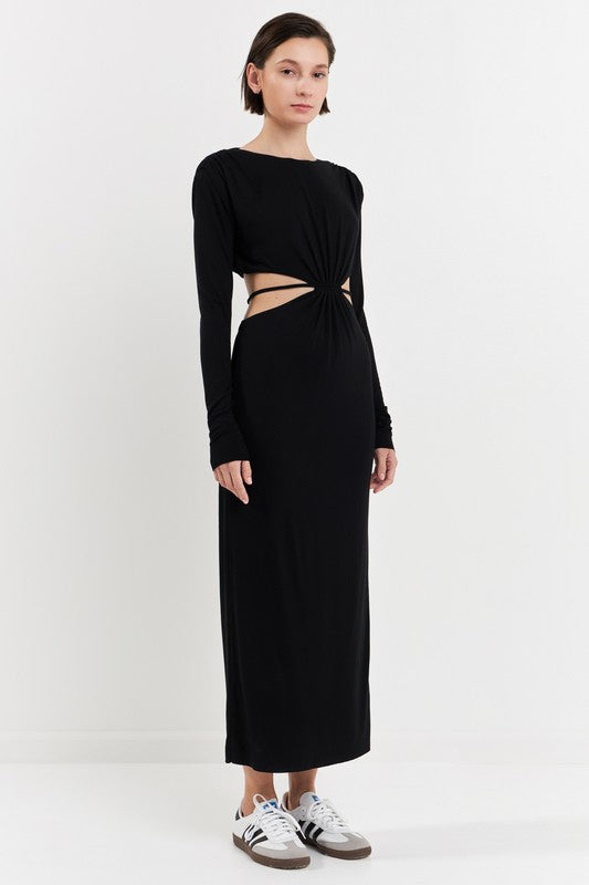 Crossed Open Back Long Jersey Dress