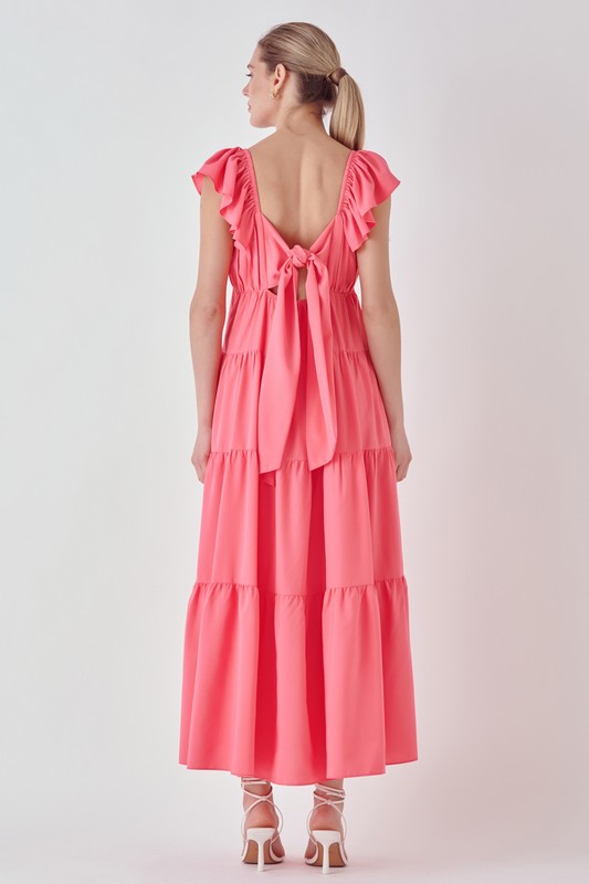 Back Bow Tie Maxi Dress