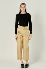 High Waist Belted Wide Leg Pants