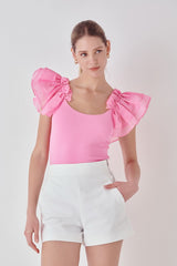 Organza Ruffle With Knit Top