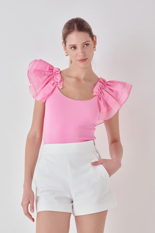 Organza Ruffle With Knit Top