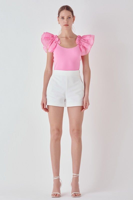 Organza Ruffle With Knit Top