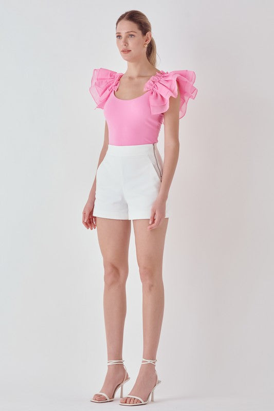 Organza Ruffle With Knit Top