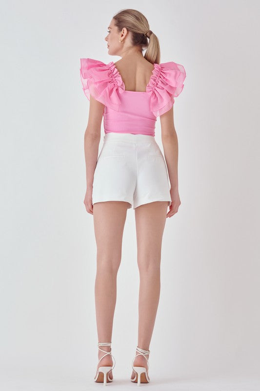 Organza Ruffle With Knit Top