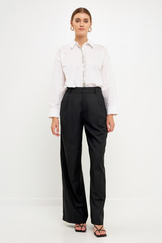 Sequins And Beads Trim Shirt
