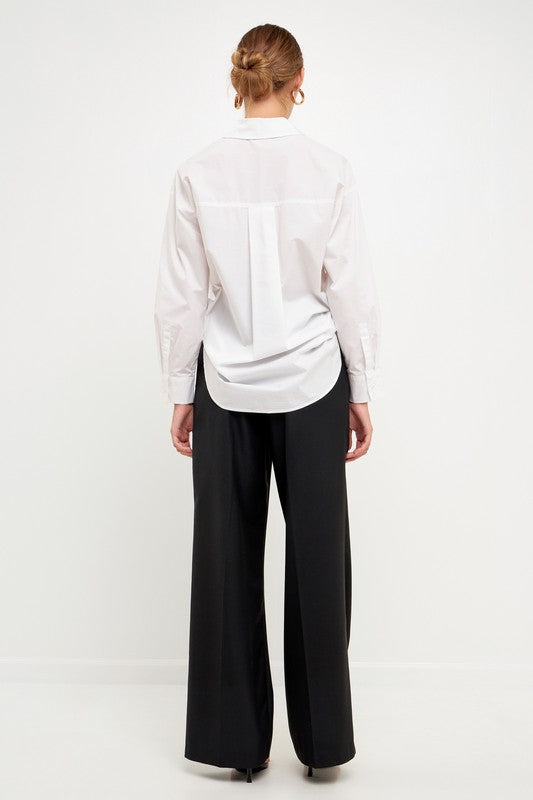Sequins And Beads Trim Shirt