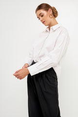 Sequins And Beads Trim Shirt