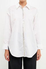 Sequins And Beads Trim Shirt
