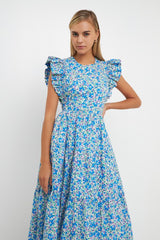 Floral Back Cutout Midi Dress