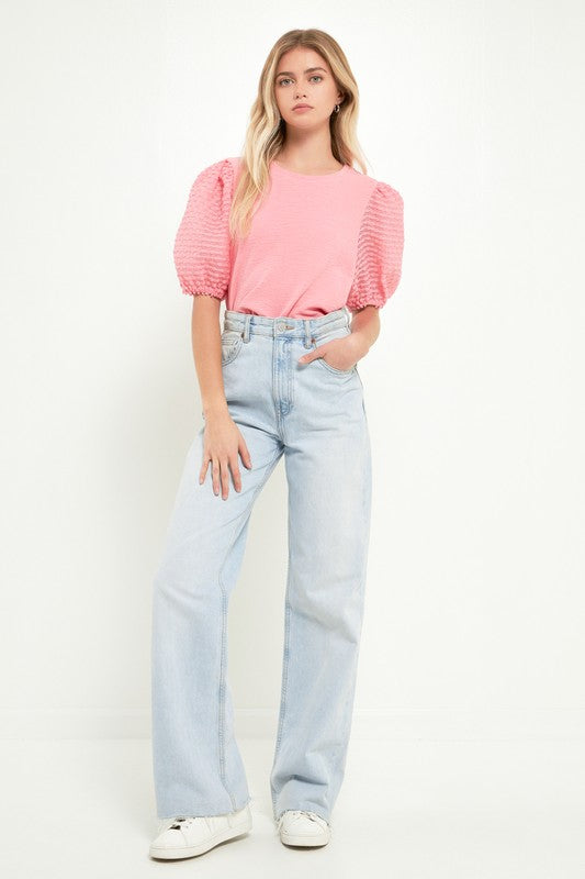 Textured Sleeve T-Shirt