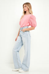 Textured Sleeve T-Shirt