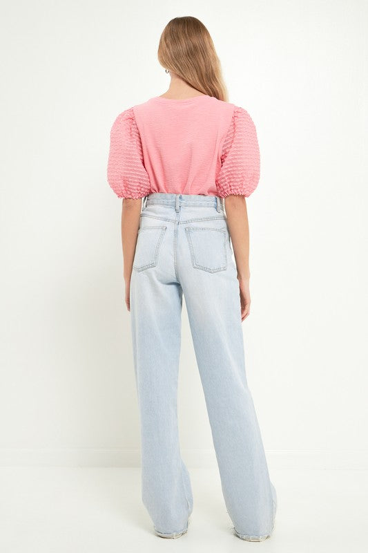 Textured Sleeve T-Shirt