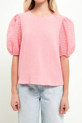 Textured Sleeve T-Shirt