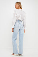 Oversize Collared Jeweled Shirt