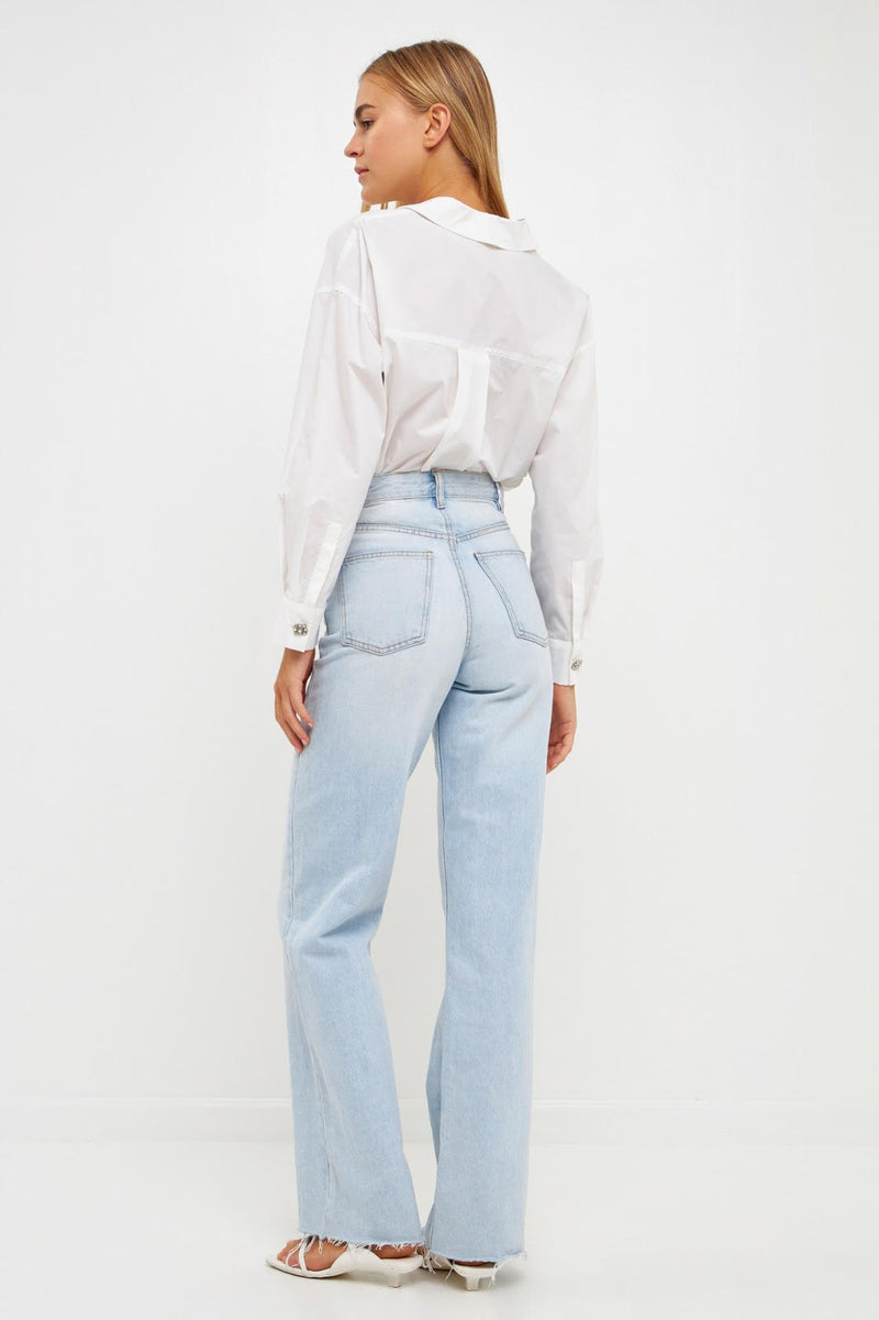 Oversize Collared Jeweled Shirt