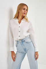 Oversize Collared Jeweled Shirt