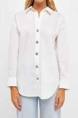 Oversize Collared Jeweled Shirt