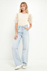 Floral Texture Sleeve Top