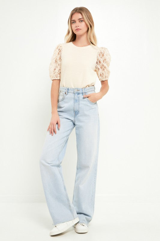 Floral Texture Sleeve Top