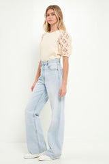 Floral Texture Sleeve Top