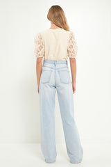 Floral Texture Sleeve Top