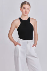 Sleeveless Basic Knit Top (Black, White)