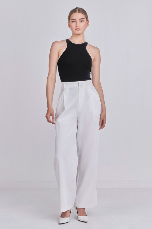 Sleeveless Basic Knit Top (Black, White)