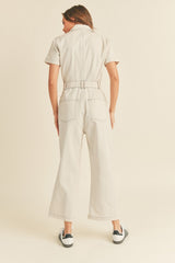 Zipper Front Belted Jumpsuit