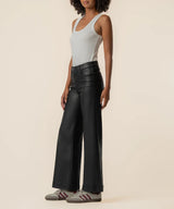 Matte Black Coated High-Rise Wide Leg Jeans