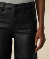 Matte Black Coated High-Rise Wide Leg Jeans