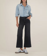 Black Base Wash High-Rise Wide Leg Jeans