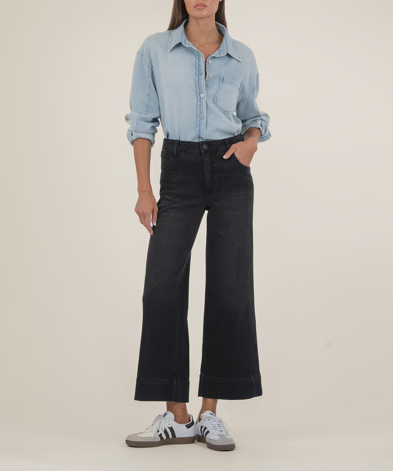 Black Base Wash High-Rise Wide Leg Jeans