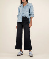 Black Base Wash High-Rise Wide Leg Jeans